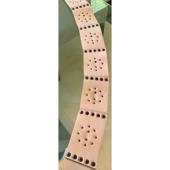 Vera  Pelle  Italian women's  wide leather studded belt 39 x 3 NEW - Picture 6 of 6